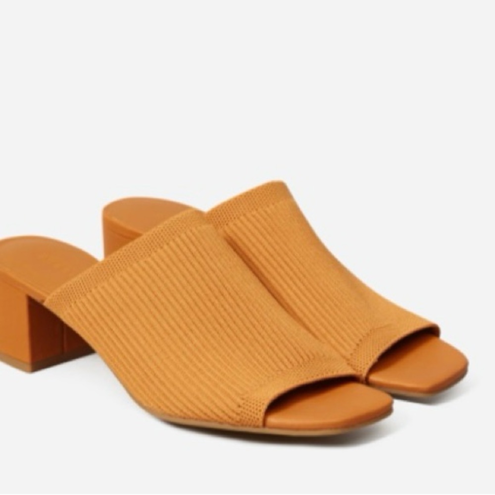 Everlane Orange Knit Block Heel Mules